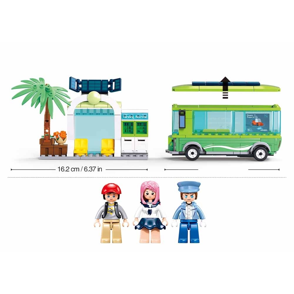 Set de constructie Metropolis, 262 piese, Autobuz electric - Sluban - imagine 3