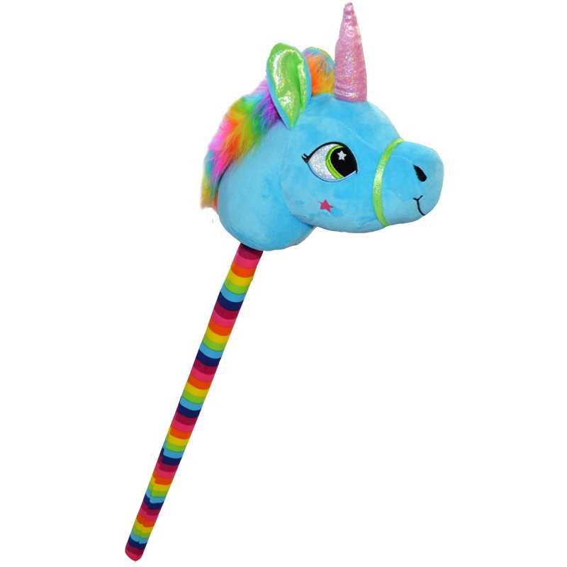Unicorn de calarit, cu bat, cu sunet, mov/albastru/roz/galben, 80 cm - imagine 5