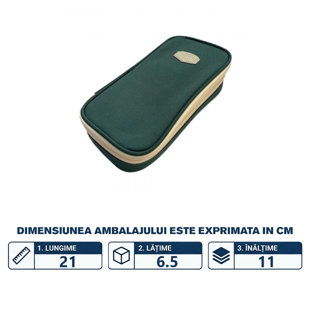 Penar borseta Urban, 2 fermoare, DARK GREEN, 21X6.5X11CM - S-COOL - imagine 2