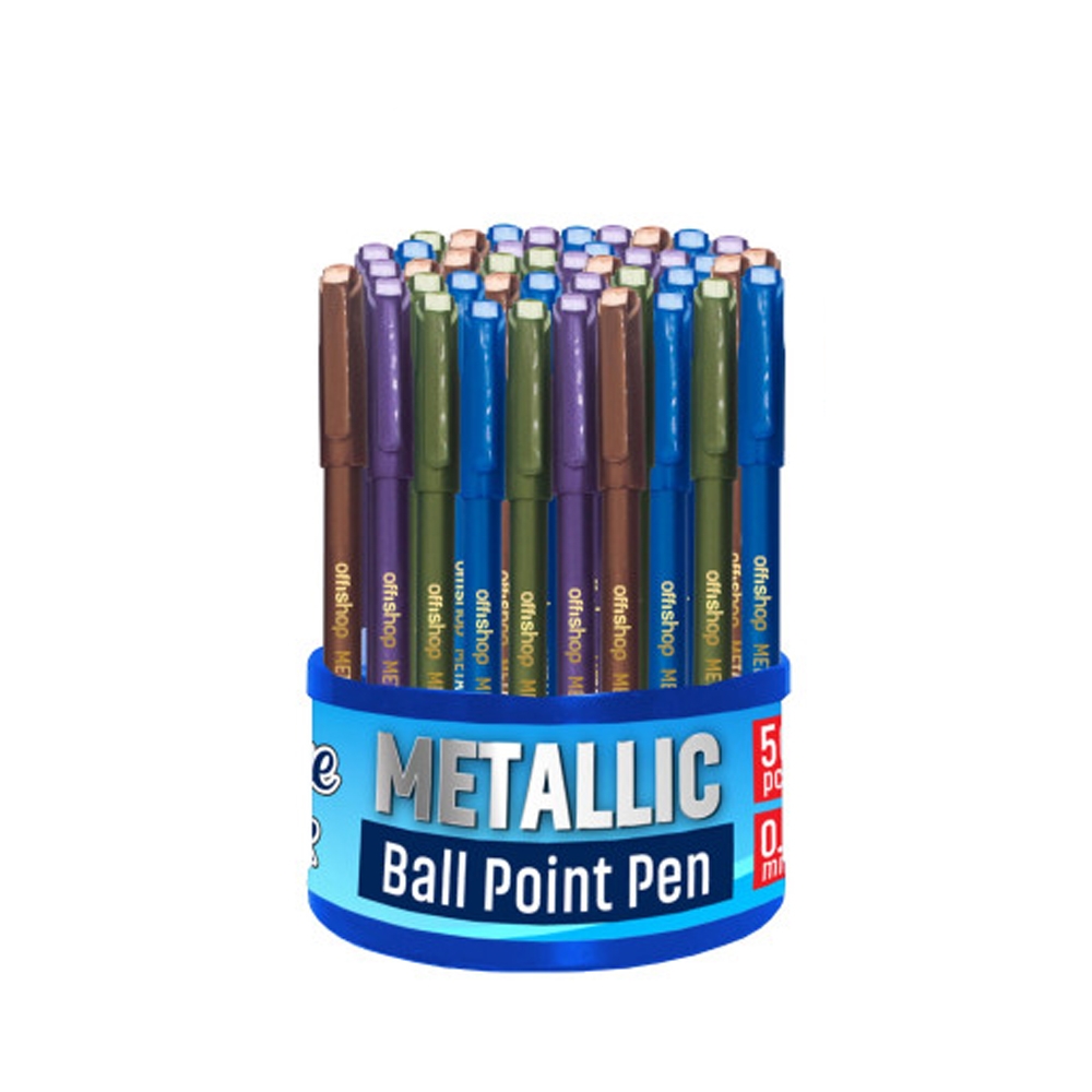 Pix corp culori metalice, mina albastra, 0.7mm, 50 buc/set - OFFISHOP - imagine 3