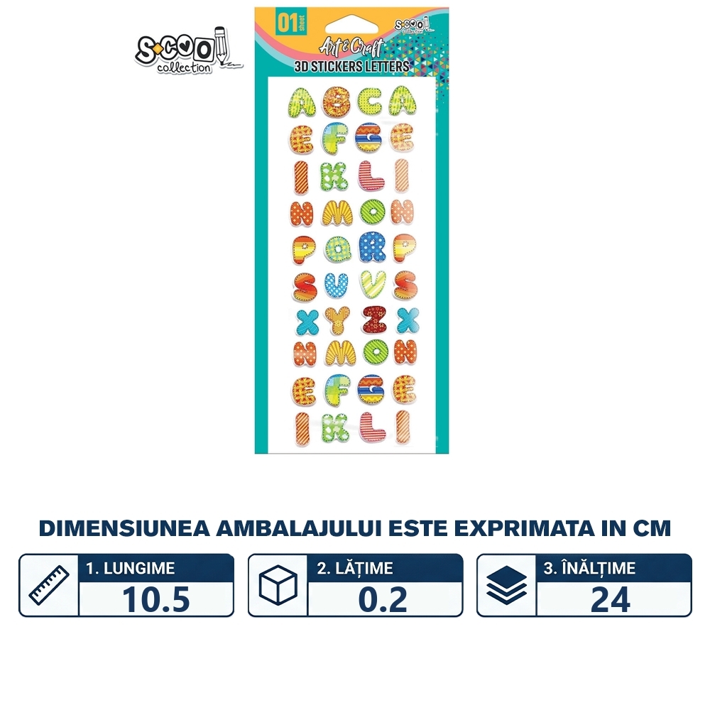 Accesorii craft, Stickere 3D, Litere - S-COOL - imagine 2