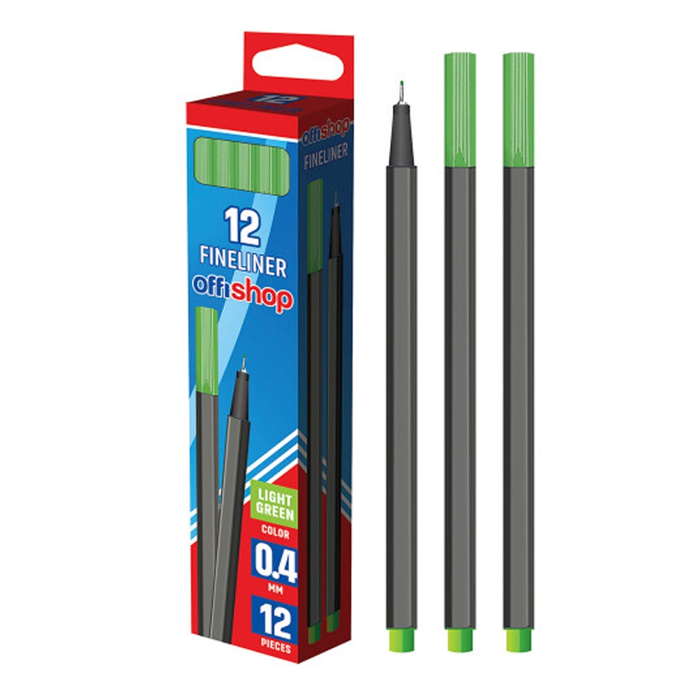 Fineliner verde deschis, 0.4mm, 12buc/cutie - OFFISHOP