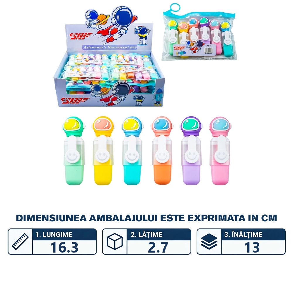 Text markere pentru copii, Astronaut, 6 buc/set - imagine 2