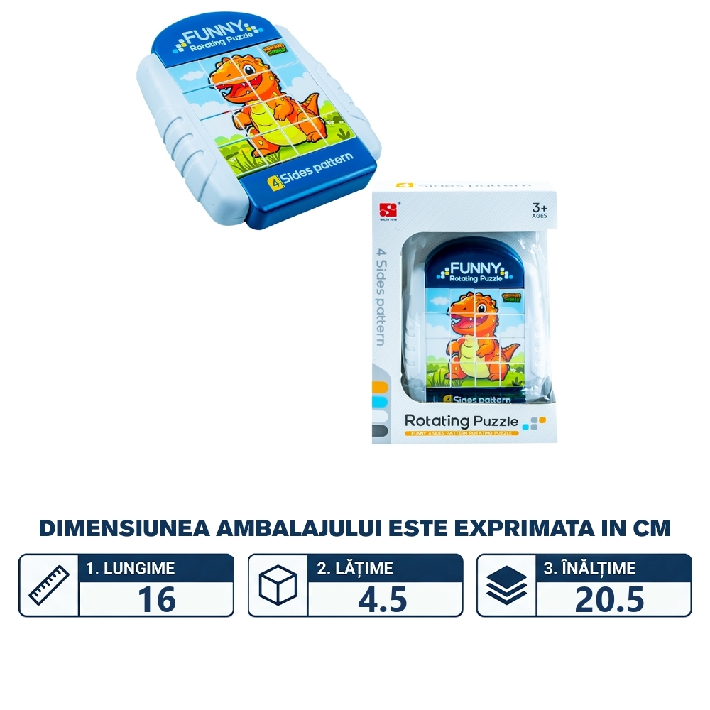 Puzzle educativ, cu 4 fete, Dinozaur - imagine 2