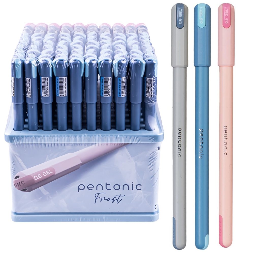 Pix Pentonic Frost, cu gel, 100 buc/display, mina scriere - culori asortate, 0.7 mm - LINC