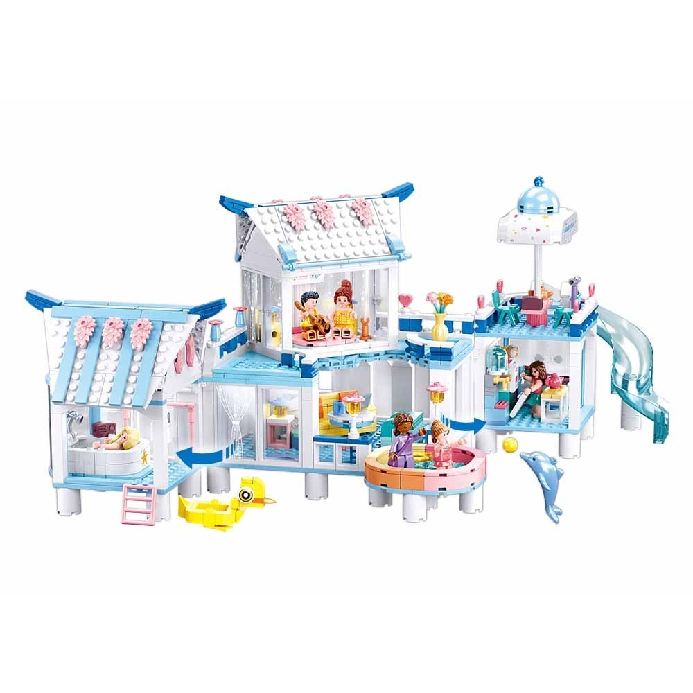 Set de constructie Girl's dream, 938 piese, Vila de vacanta, cu piscina - Sluban - imagine 3