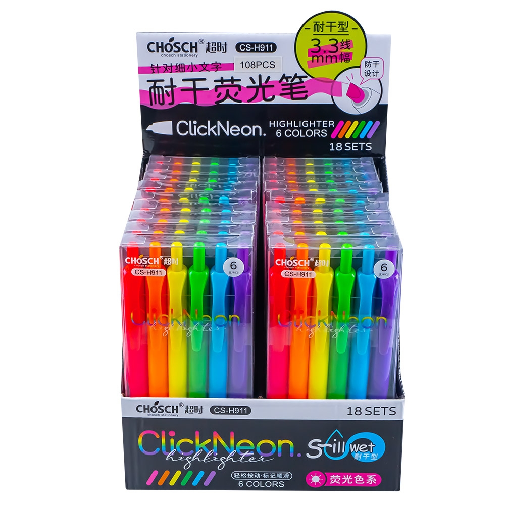 Text marker neon, 3.3 mm, 6 culori/set - Chosch - imagine 7
