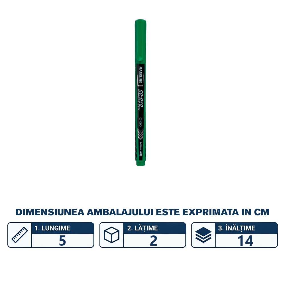 Marker CD/DVD Markline, verde – LINC - imagine 2