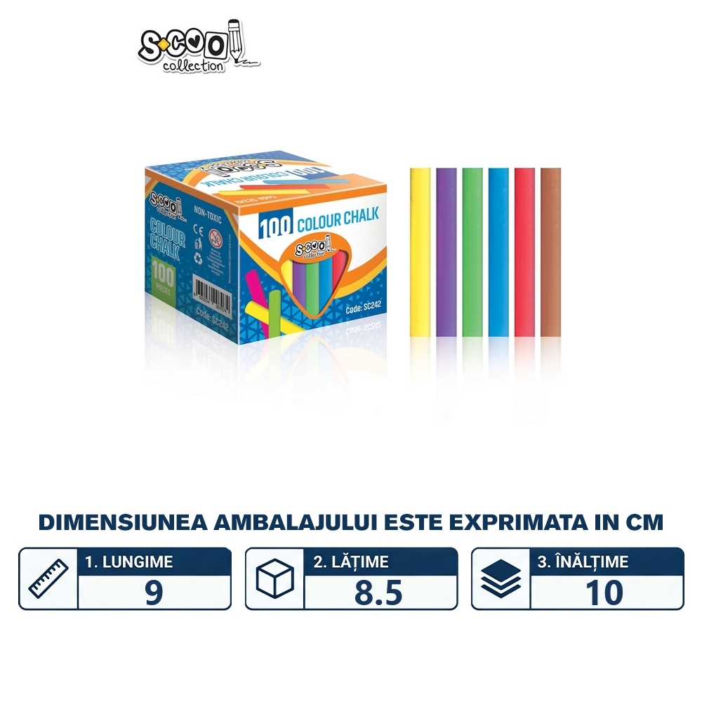 Creta color anti-dust, 100 buc/cutie - S-COOL - imagine 2