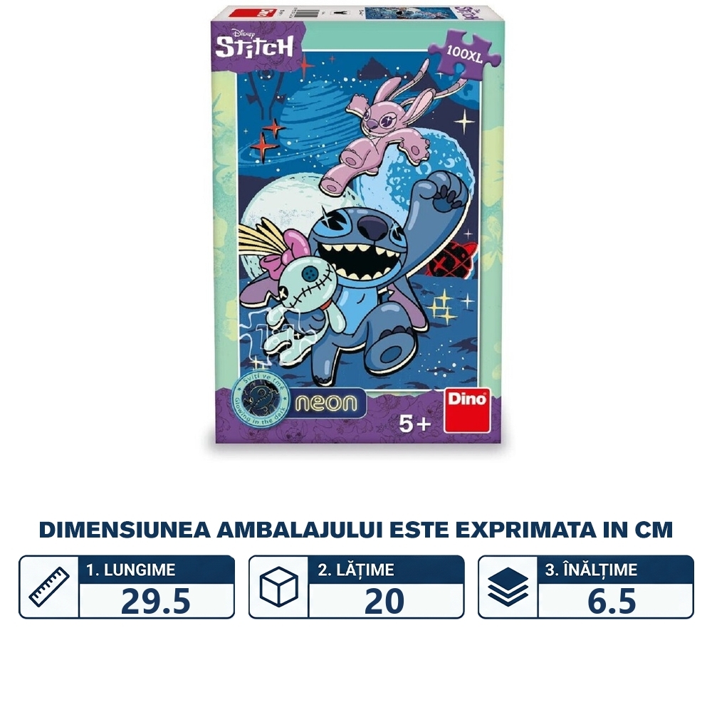 Puzzle 100 piese, neon, Stitch - DINO TOYS - imagine 2