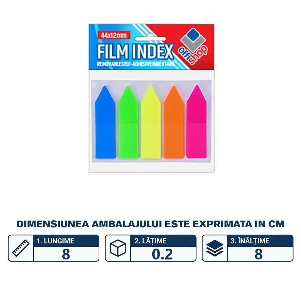 Indecsi adeziv sageata, 5 culori, 45x12mm, 100/set - OFFISHOP - imagine 2