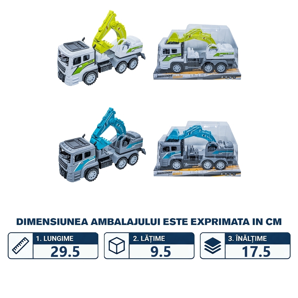 Camion - Excavator, cu frictiune, 29x9x16 cm - imagine 2