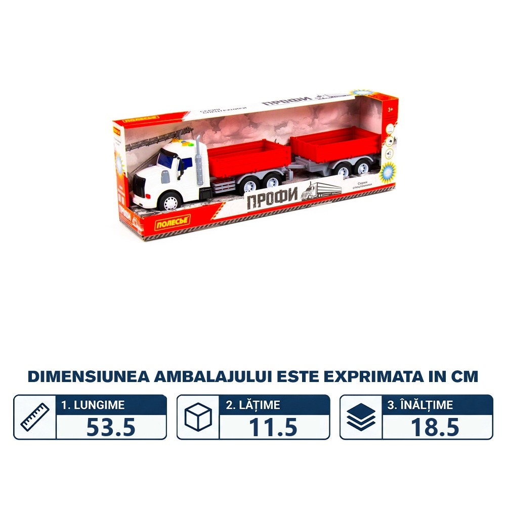 Camion + remorca cu lumina si sunet, 50.6x98x13 cm, Polesie - imagine 2