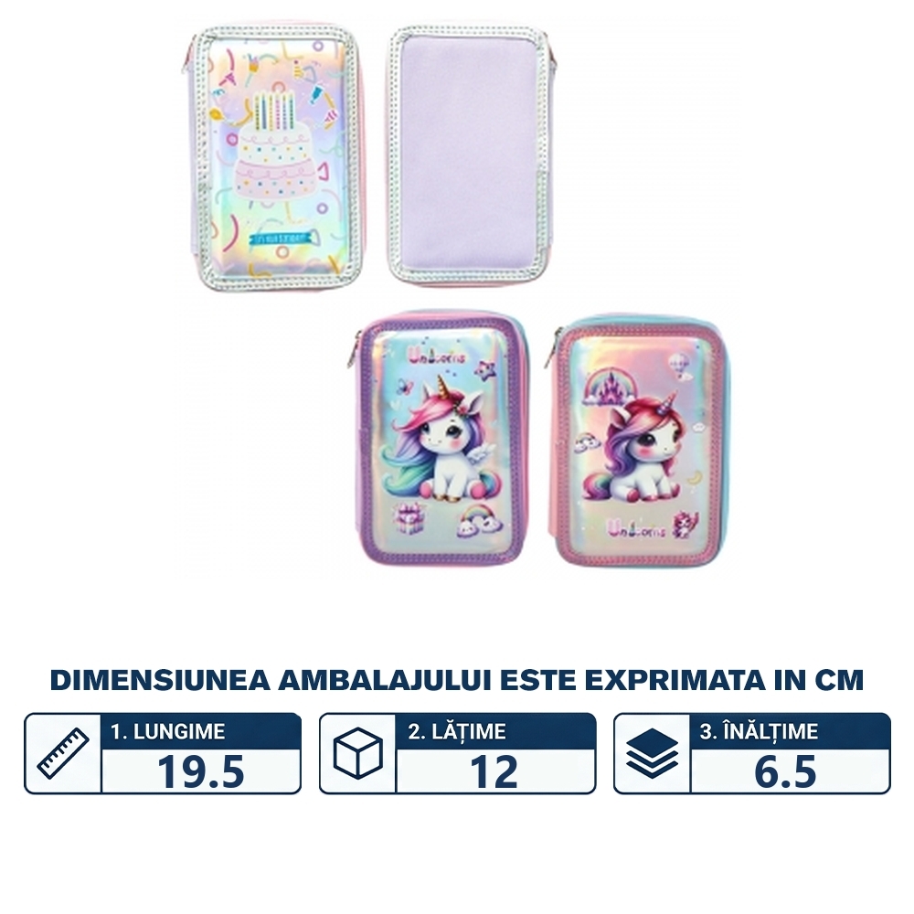 Penar 3 fermoare, FANCY UNICORN, 19.5x12x6.5 cm - S-COOL - imagine 2