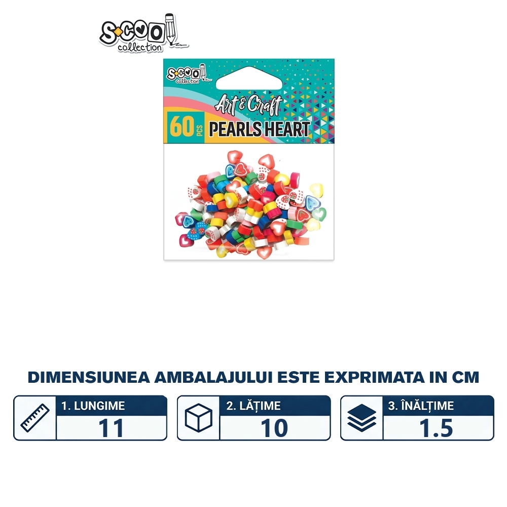 Accesorii craft, inimioare diverse modele, 60 buc/set - S-COOL - imagine 2