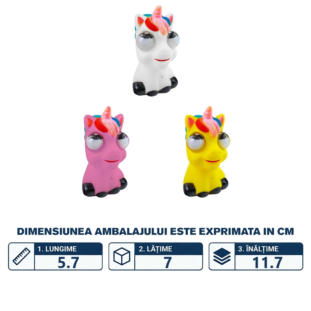 Jucarie cauciuc ochi mari, Unicorn - imagine 2