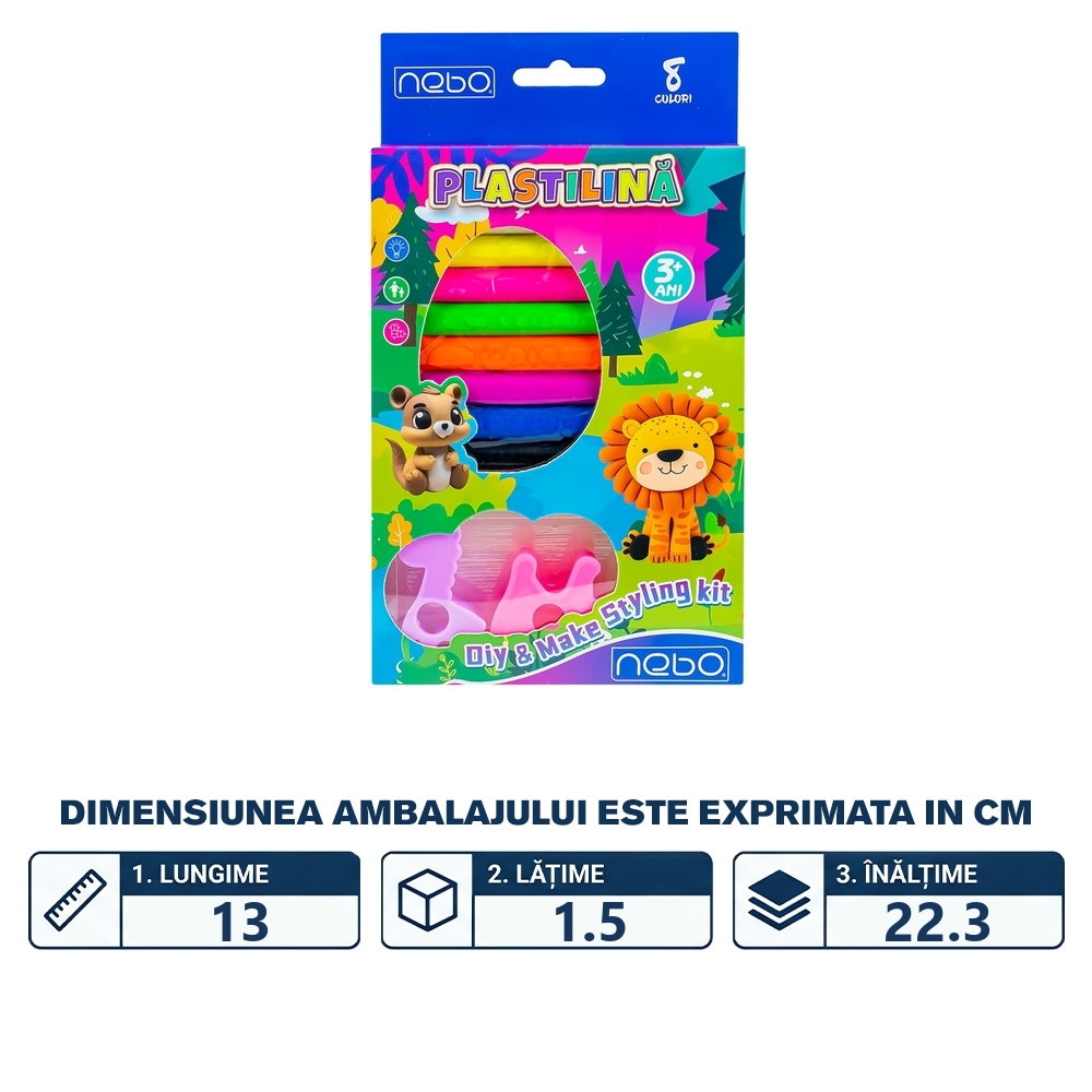 Plastilina 8 culori + forme, NEBO - imagine 2