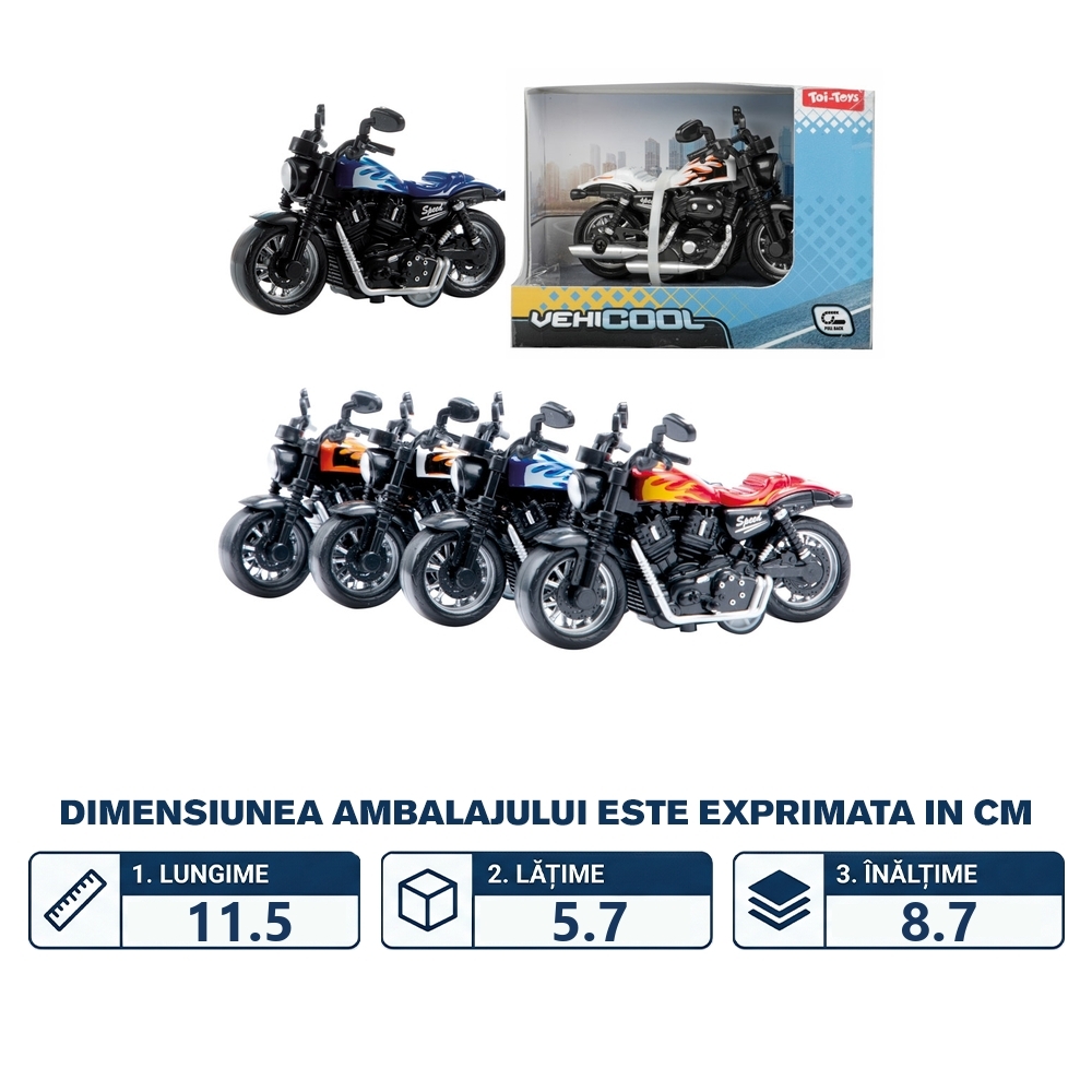 Motocicleta Chopper, din metal - Toi-Toys - imagine 2