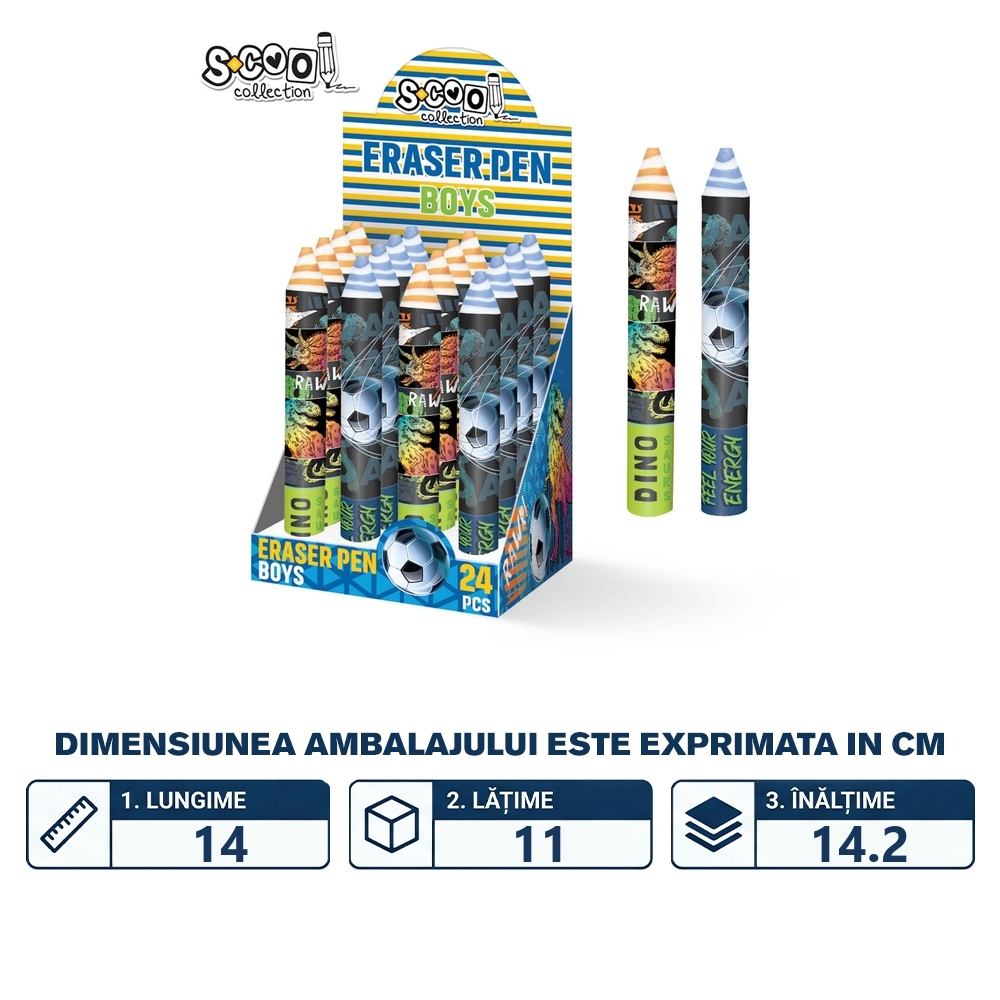 Radiera tip creion, pentru baieti, 24 buc/set - S-COOL - imagine 2