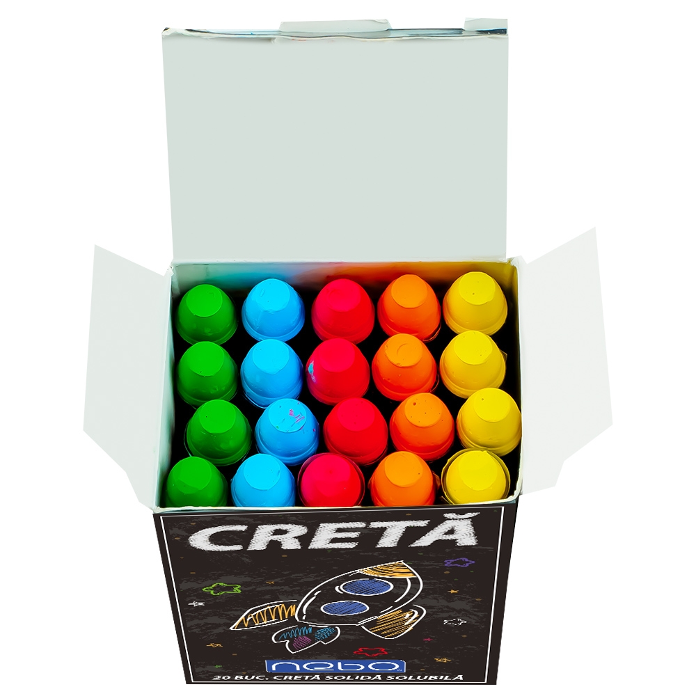 Creta solubila color, rotunda, 20 buc/set - NEBO - imagine 5