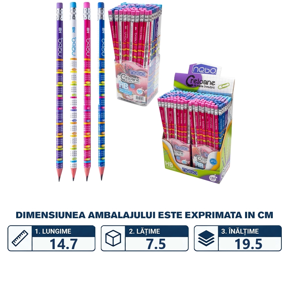 Creion grafit HB, tabla inmultirii - NEBO - imagine 2