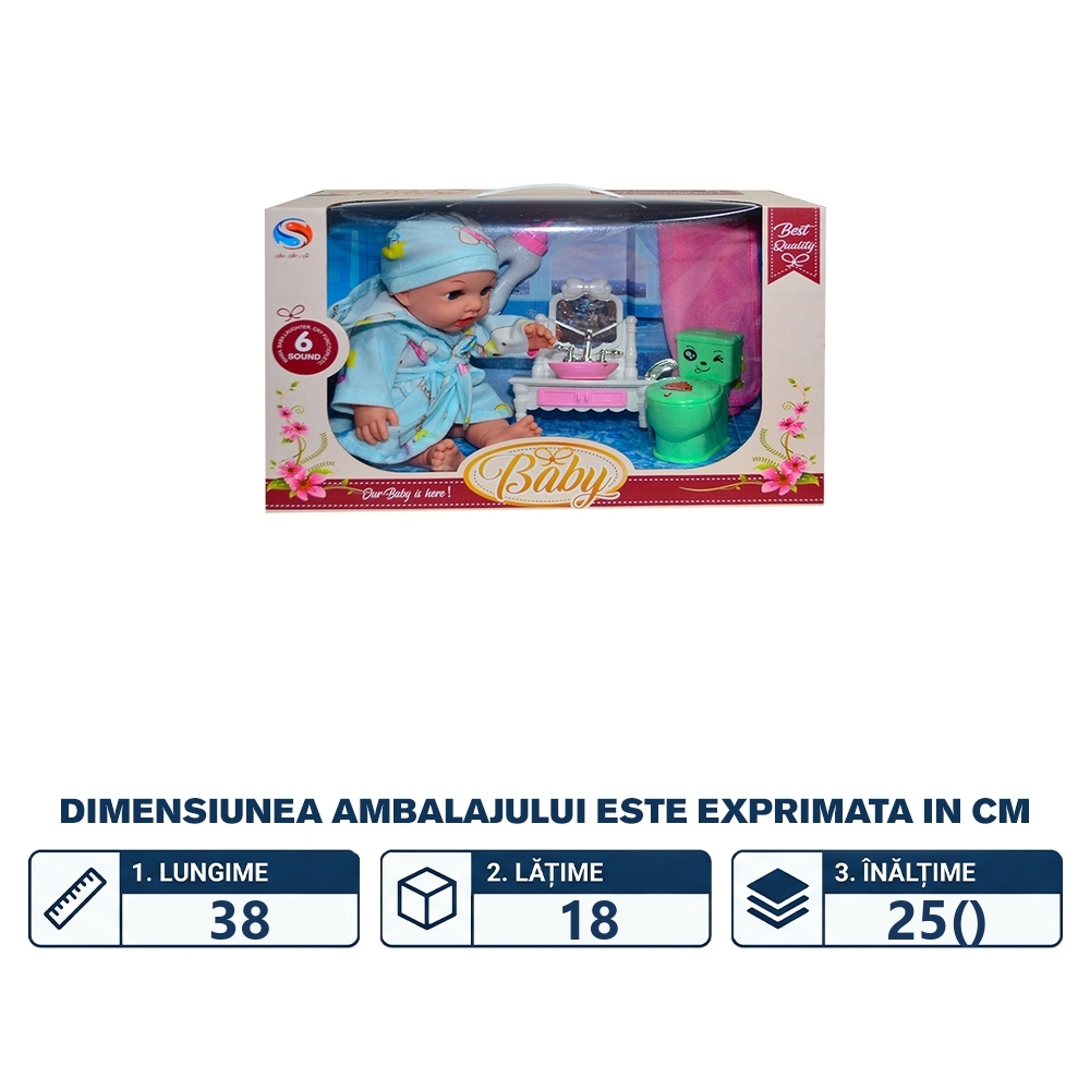 Bebelus cu sunete + mobilier toaleta, in cutie - imagine 2