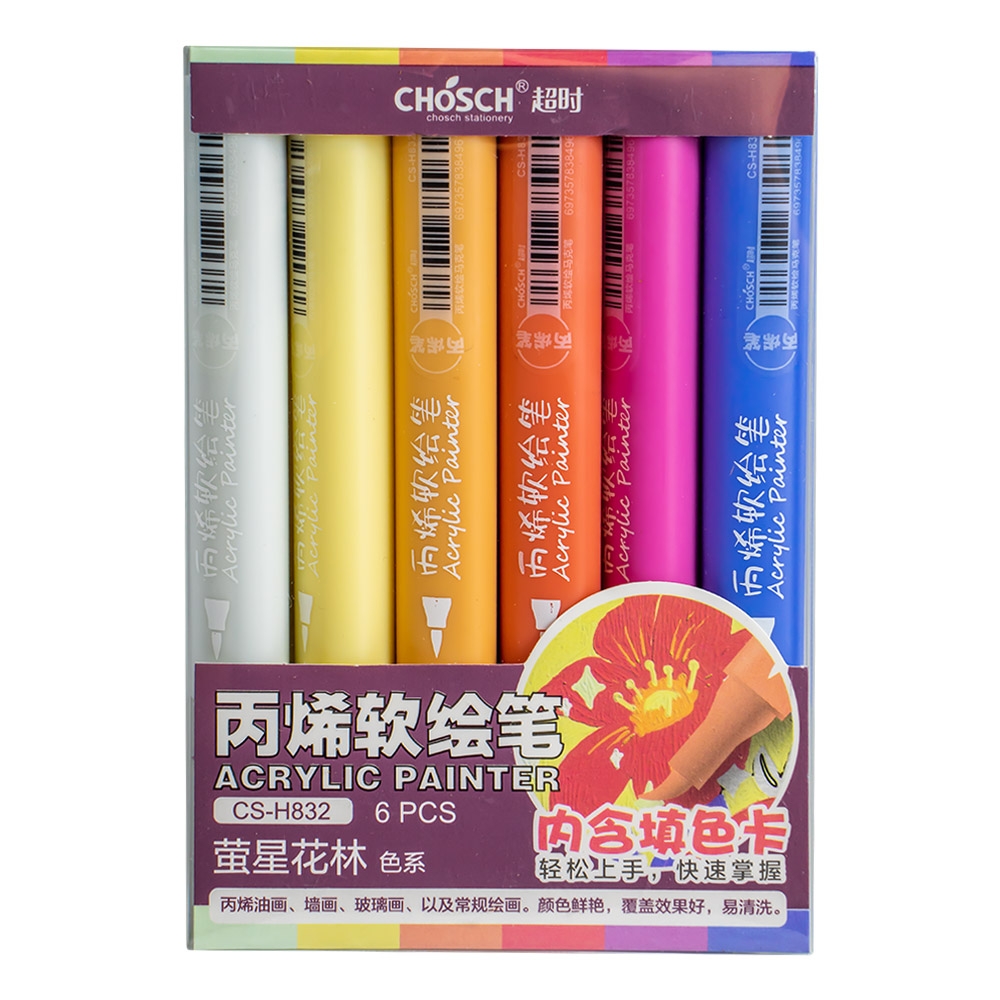 Markere acrilice, 6 culori/set - CHOSCH - imagine 4
