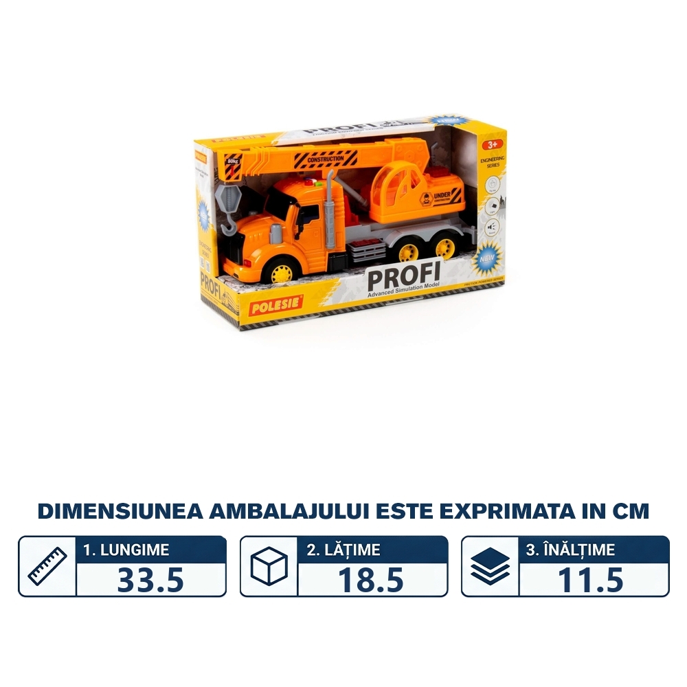 Camion constructii + macara, cu lumina si sunet, 33.5x11.5x18.5 cm, Polesie - imagine 2