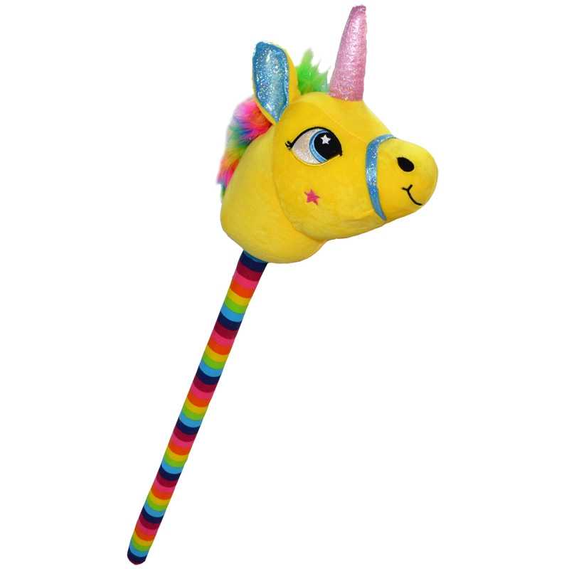 Unicorn de calarit, cu bat, cu sunet, mov/albastru/roz/galben, 80 cm - imagine 3