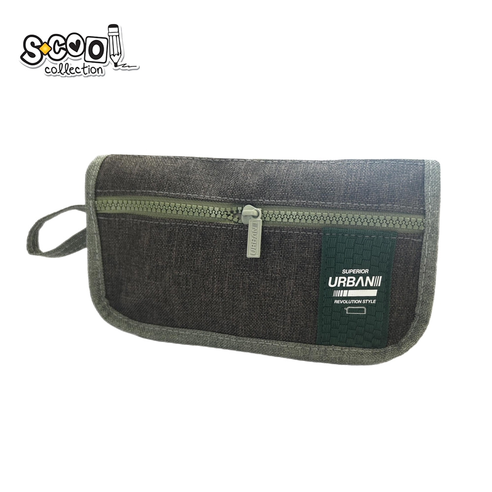 Penar borseta Urban, 2 fermoare, GREEN, 22.5x7x12 cm - S-COOL