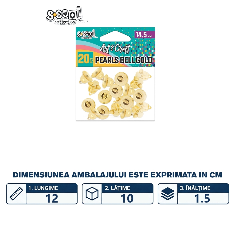 Accesorii craft, clopotei aurii, 20 buc/set - S-COOL - imagine 2