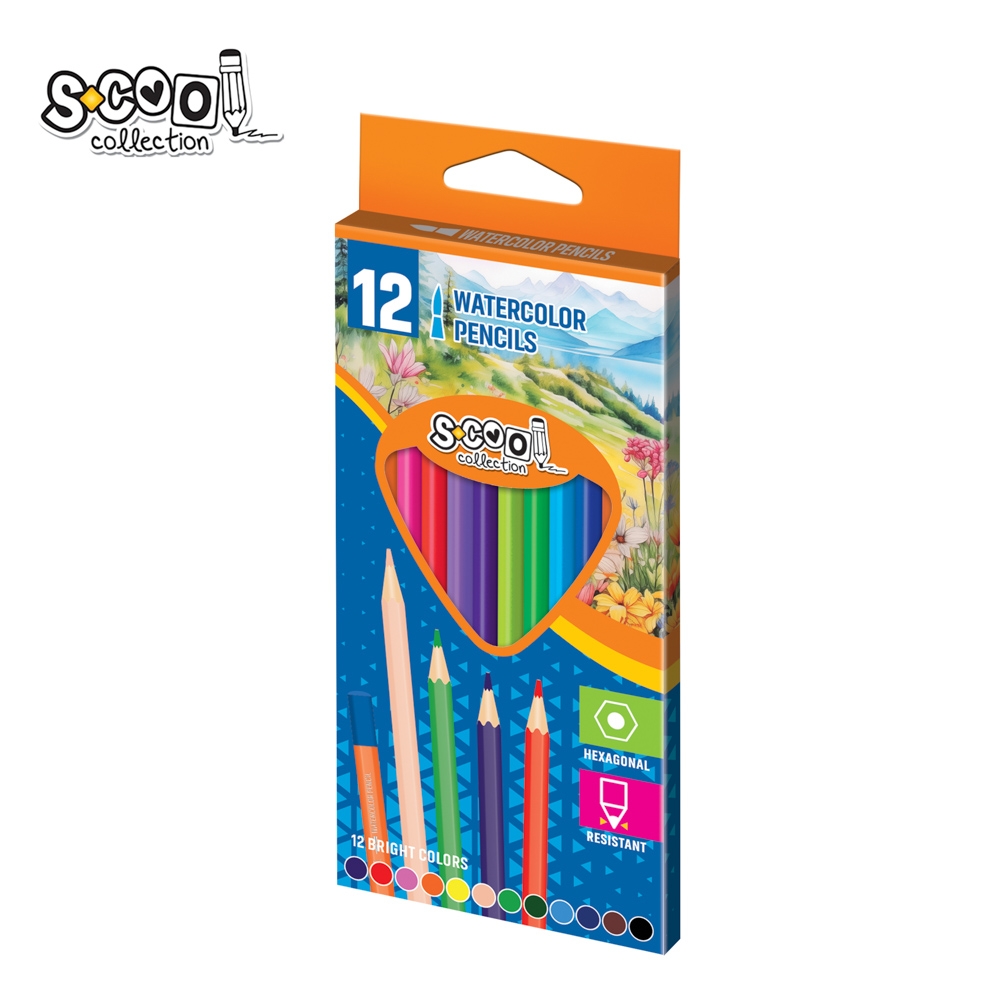 Creioane color acuarele, 12 buc/set - S-COOL