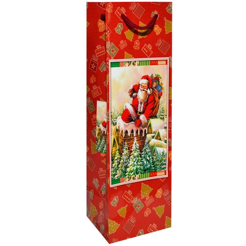 Punga cadou Craciun, pentru sticle, 10x33x9 cm - imagine 2