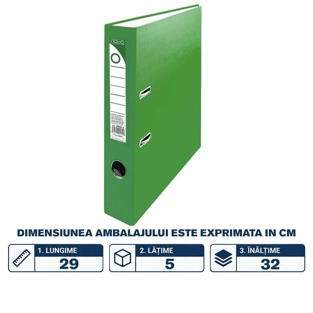 Biblioraft plastifiat, verde, 5 cm - NEBO - imagine 2