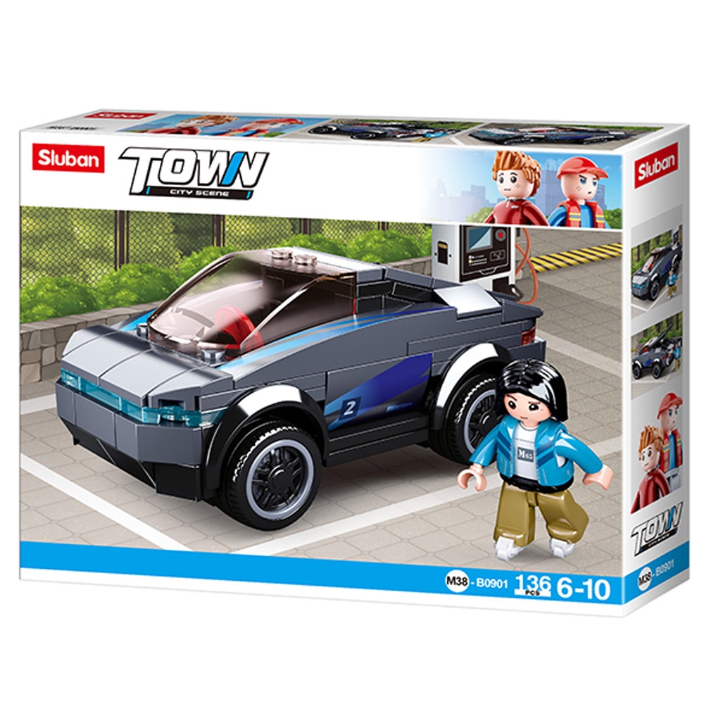 Set de constructie Town, 136 piese, Masina electrica - Sluban