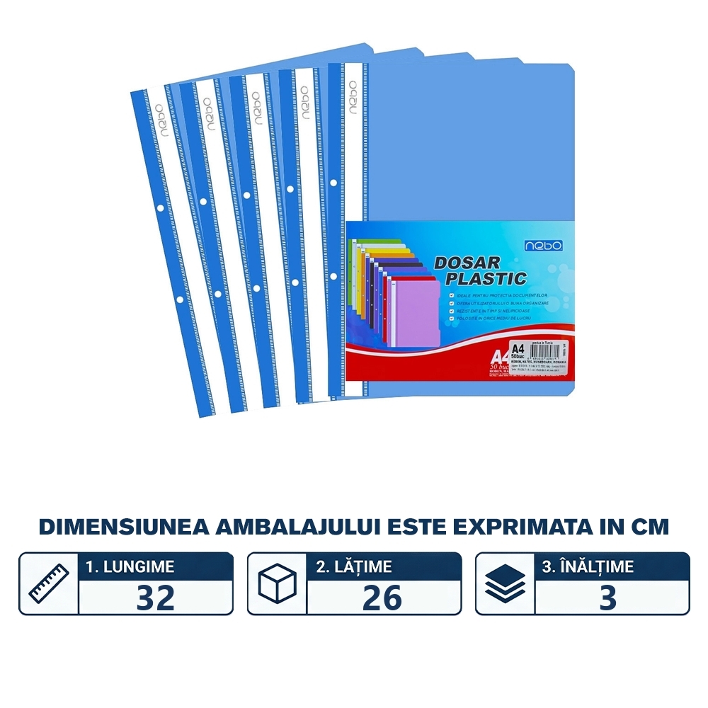 Dosar plastic A4, Albastru - NEBO - imagine 2