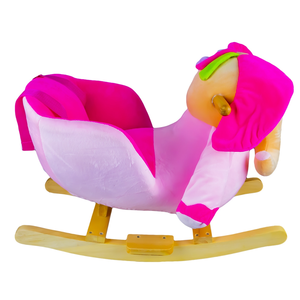 Balansoar pentru bebelusi, Elefant, lemn + plus, roz, 60x34x45 cm - imagine 2