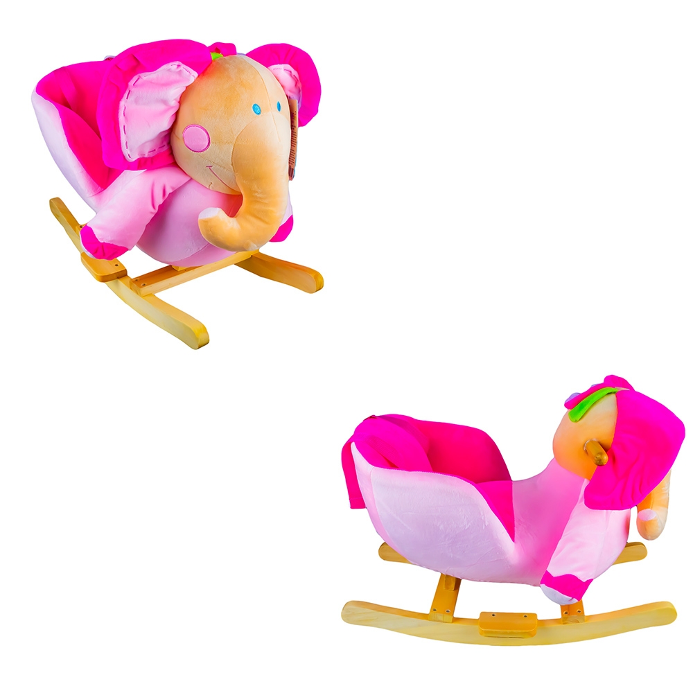 Balansoar pentru bebelusi, Elefant, lemn + plus, roz, 60x34x45 cm - imagine 3