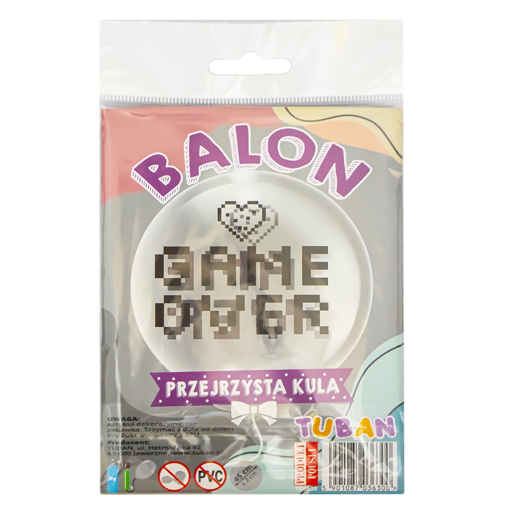 Balon transparent 45 cm - Game Over - TUBAN - imagine 3