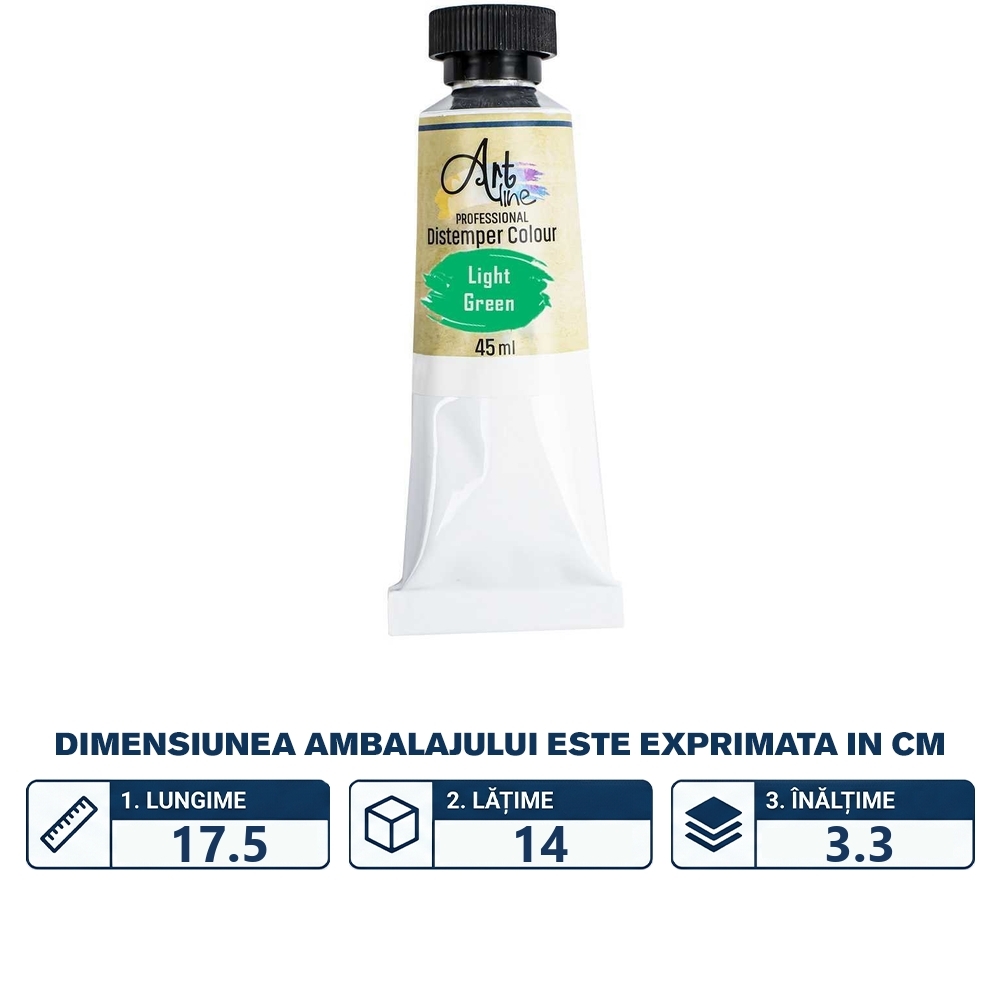 Tempera Art, VERDE DESCHIS, 45ml, 6 buc/set - ARTLINE - imagine 2