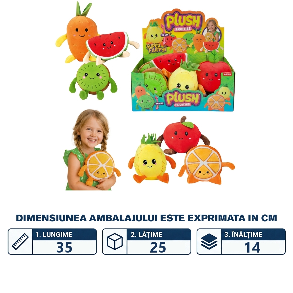 Jucarie de plus, Fructe, 16 cm, 1 buc/set - Toi-Toys - imagine 2