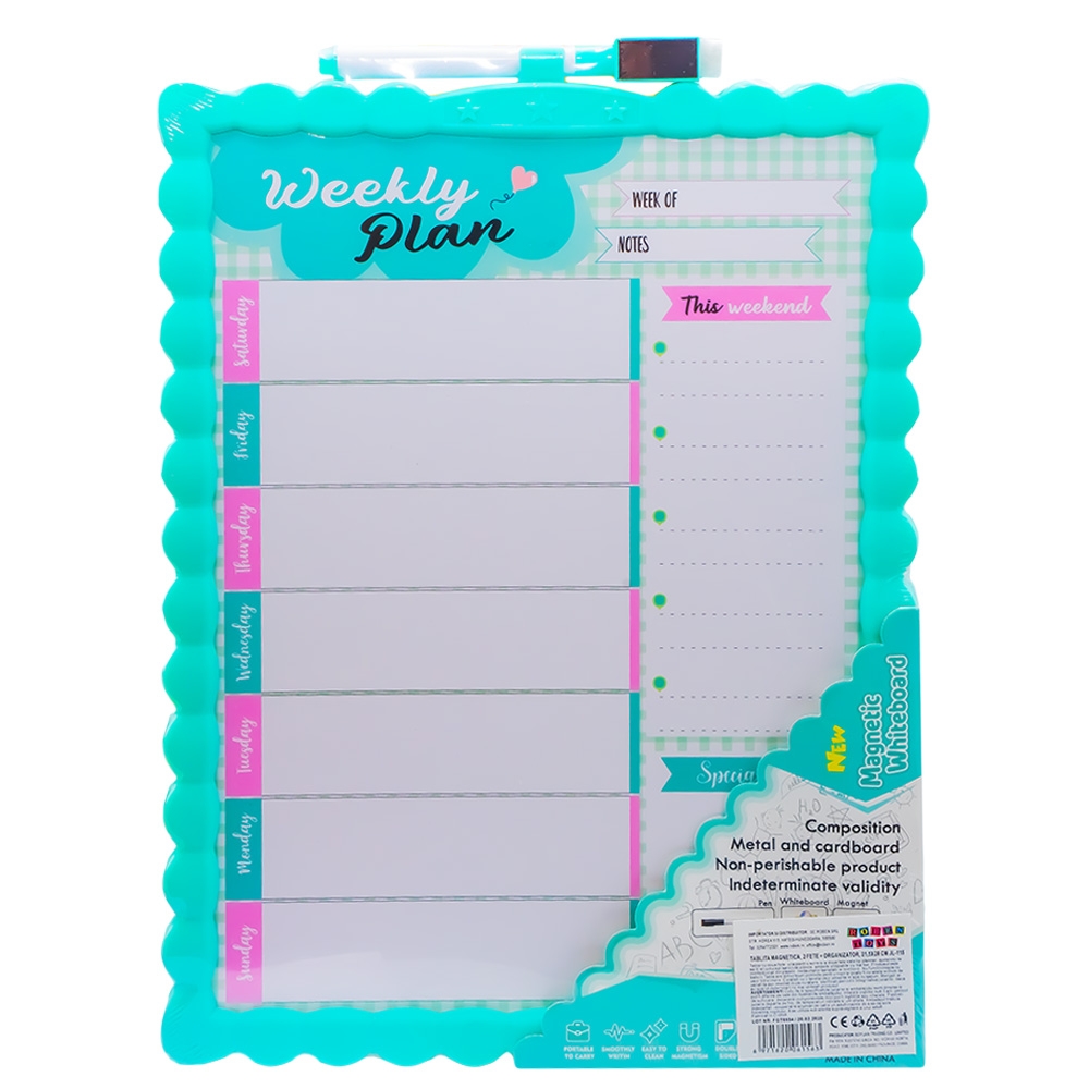 Tablita magnetica, 2 fete + organizator, 21,5x28 cm - imagine 3