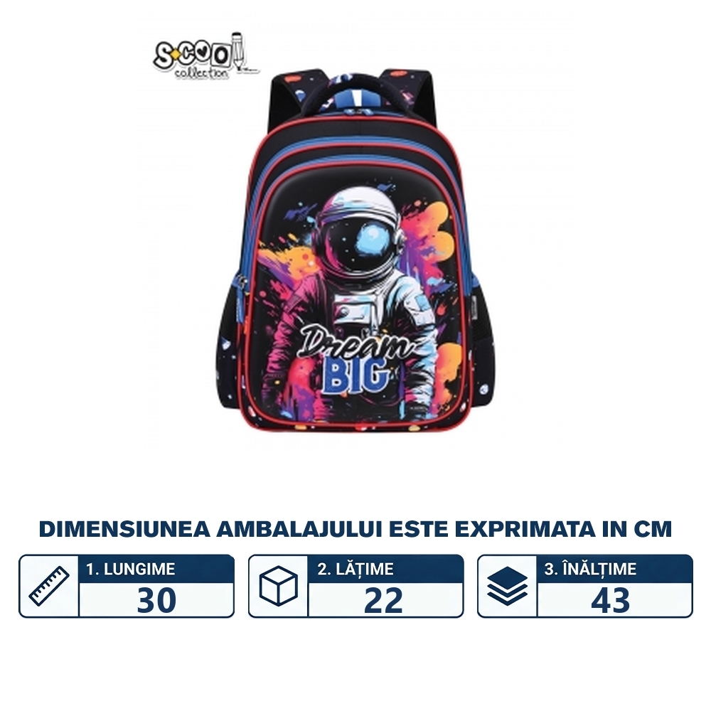 Ghiozdan 3D ergonomic, 43x30x22 cm, DREAM BIG - S-COOL - imagine 2