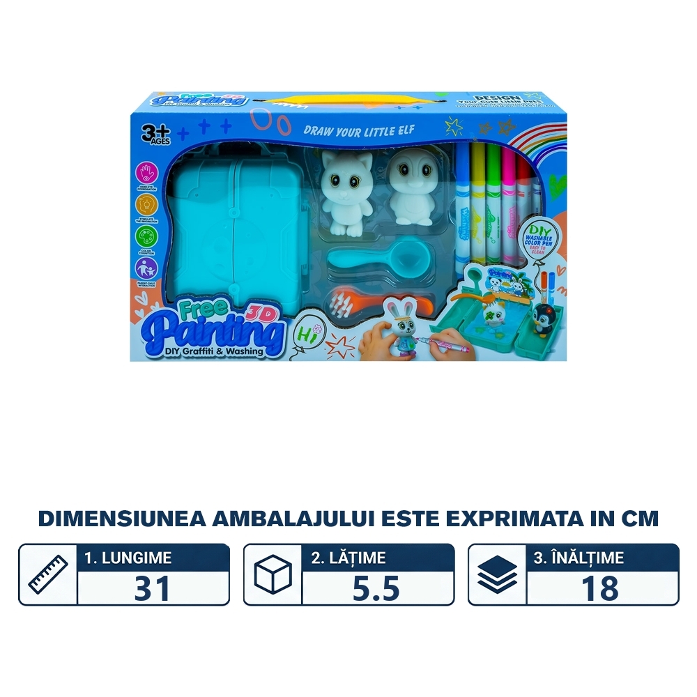 Set creativ, Animalute care pot si desenate si spalate - imagine 2