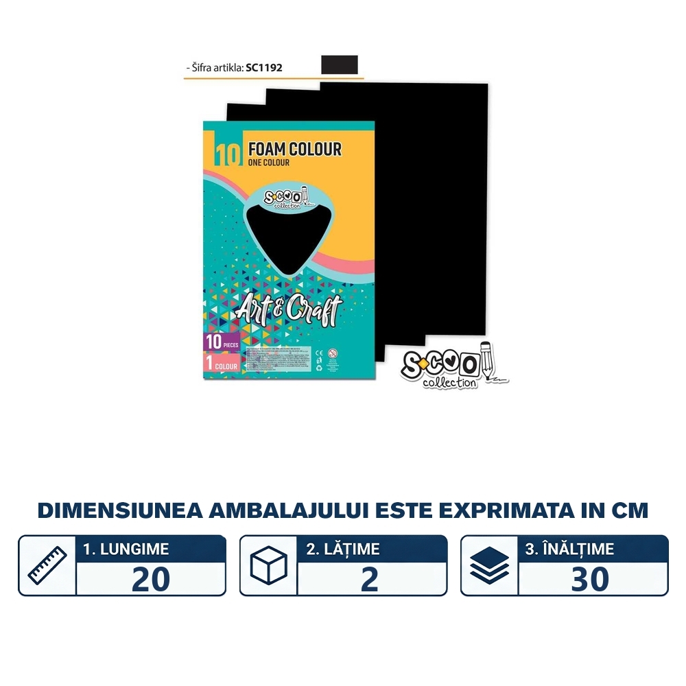 Hartie buretata, neagra, 10buc/set, 20x30 cm - S-COOL - imagine 2