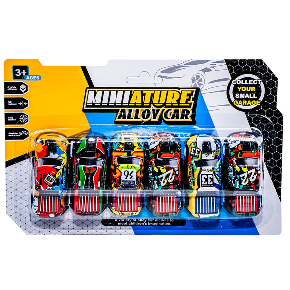 Masinute sport, cu frictiune, 3.1x6.8x2.3 cm, 6 buc/blister