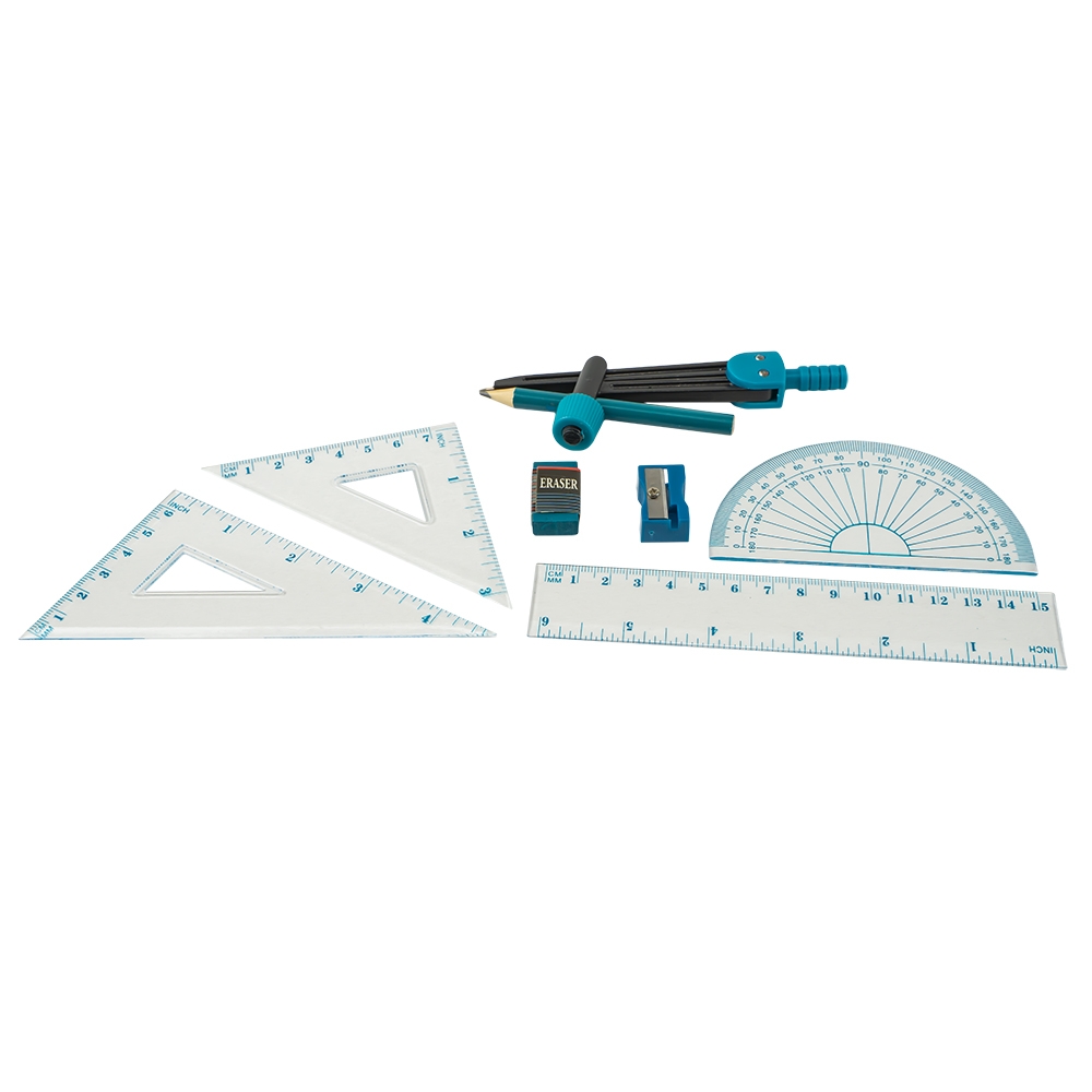 Trusa geometrie plastic, 9 piese - imagine 3