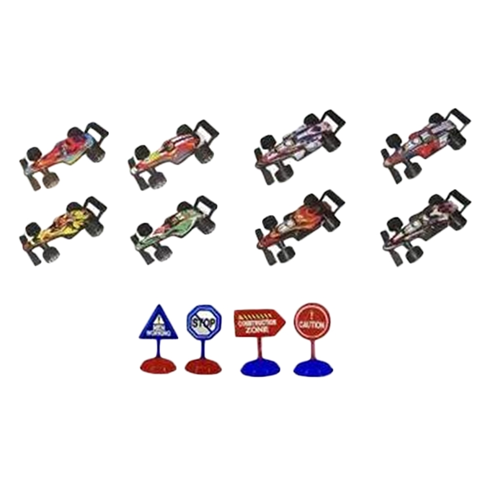 Masini de cursa + accesorii, cu frictiune, 9.5 cm, 16 piese/set - imagine 4
