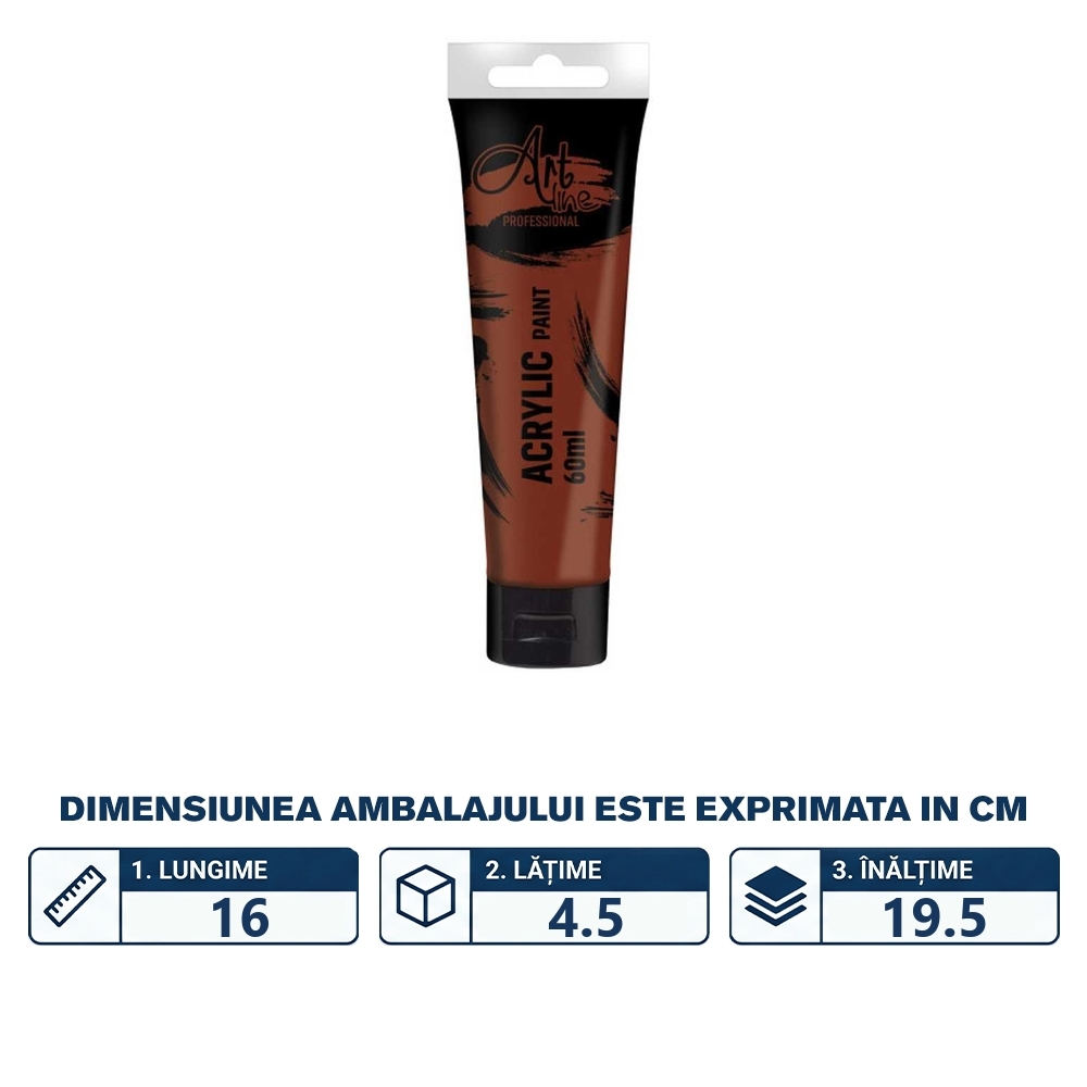 Vopsea acrilica Art, 60 ml, 6buc/set, RAW UMBER - ARTLINE - imagine 2