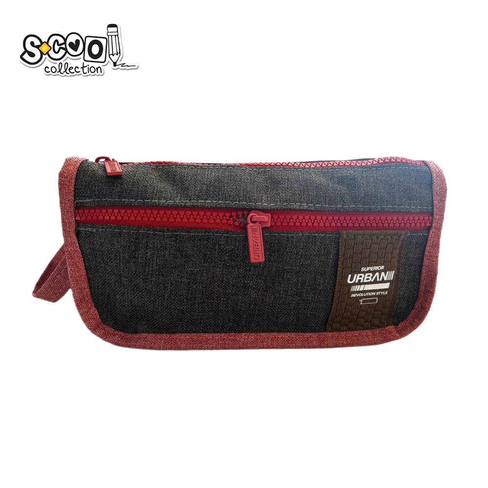 Penar borseta Urban, 2 fermoare, RED, 22.5x7x12 cm - S-COOL